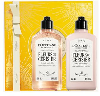 L'OCCITANE Fleurs de Cerisier (Cherry Blossom) Body Care Collection, Floral Scented Shower Gel & Body Lotion Duo, Premium & Clean Beauty Bath & Body Gift Set for All