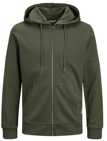 JACK & JONES Herren JJEBASIC Sweat Zip Hood Kapuzensweater mit Reißverschluss, Trekking Green/Green Gecko, XL