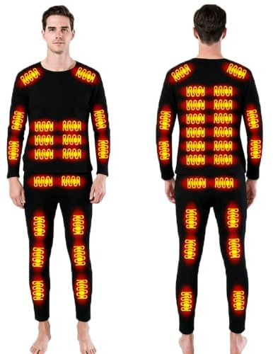 XQIDa durable Beheizte Thermal beheizbare Unterwäsche Set Herren,USB 42 Zonen intelligentes beheiztes Thermoober Tops & Bottoms Sets,Warm Ski Underwear & S-4XL