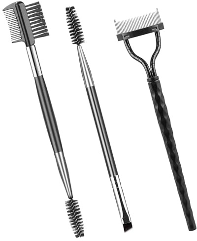 Wimpernbürste Augenbrauen Bürste Wimpernkamm Wimpern Bürste Wimperntrenner Brauenkamm & Wimpernspoolie Professionelle Augen-Makeup-Werkzeuge (3er Set)