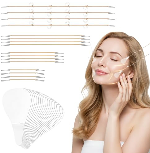 Facelifting Tape Set, 80 unsichtbare Pflaster & 4 Zugbänder, Face Lifting Tape, V-Form Instant Faces, Neck and Eye Lift, Make-up Facelifting Werkzeuge Für Gesicht