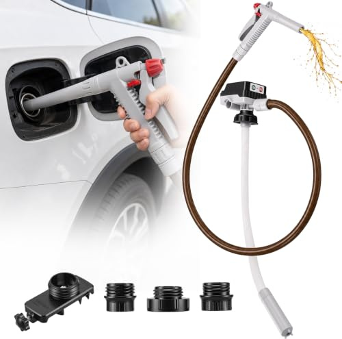 Yapasopu Pompe à carburant portable, Débit 15L/min, Pompe à diesel, Compatible avec les batteries 18-21 V (non incluses), tuyau 150cm, adaptateurs pour essence gazole kérosène
