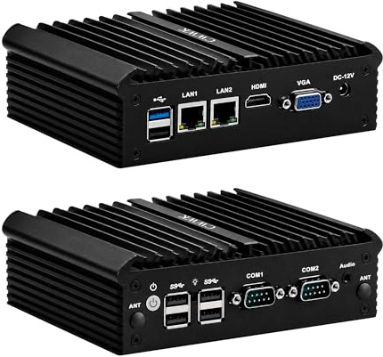 CWWK Mini PC Fanless Industrial N2840, 2x RS232/RS485 COM, 2 x Gigabit LAN, Micro Embedded Mini Computer Box, 8GB RAM 128GB mSATA SSD, Support SIM, mPCIe, SATA, HD, VGA, 6USB