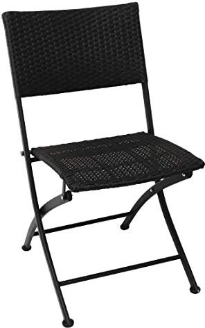 Bolero klappbare Rattanstühle mit Stahlrahmen schwarz, Sie erhalten 1 Packung, Packungsinhalt: 2 Stück