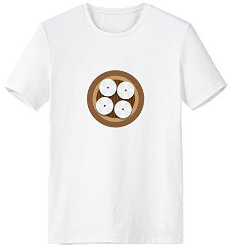 DIYthinker Chinesisch China Dish Gedämpfte Brötchen Delicious Food Traditionelle Kultur Illustration Muster Rundhals Weißes T-Shirt Medium Weiss