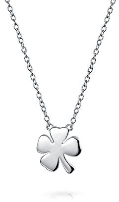 Bling Jewelry Collier Pendentif Trèfle À Quatre Feuilles Porte-Bonheur Irlandais En Argent Sterling .925 Pour Femmes Et Adolescentes