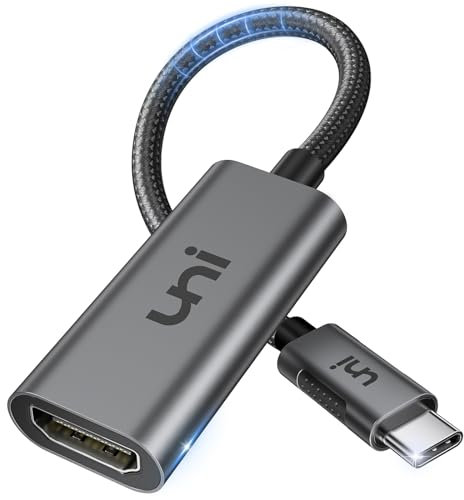 uni Adaptateur USB C vers HDMI 4K@60Hz, Adaptateur Thunderbolt 4/3 vers HDMI Aluminium Nylon Tressé, Portable pour MacBook Pro, iPhone série 15, MacBook Air, iPad Pro, Surface Pro, Galaxy