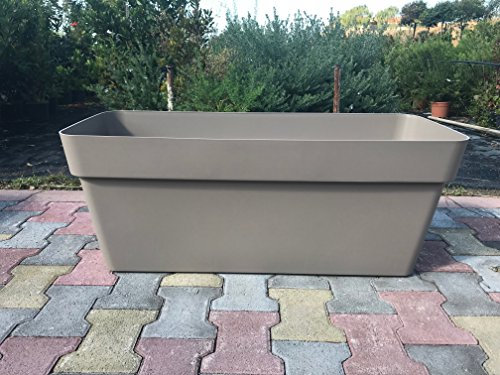 FIORIERA FIORIERE VASO RETTANGOLARE plastica forte 80 CM Colore Avana Modello Cleo AMDGarden