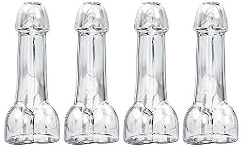 Alaman Penis-Glas mit Strohhalm, 100 ml, für Partys, Bar usw, glas, durchsichtig, 16 mm