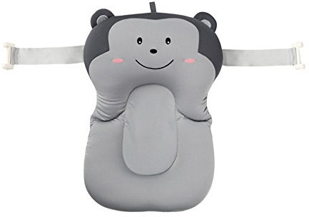 belupai Baby Bad Pad Neugeborenen Baby Faltbare Baby Badewanne Pad Stuhl Regal Neugeborenen Badewanne Sitz Infant Unterstützung Kissen Mat(Grauer Affe mit 2 festen Gurten)