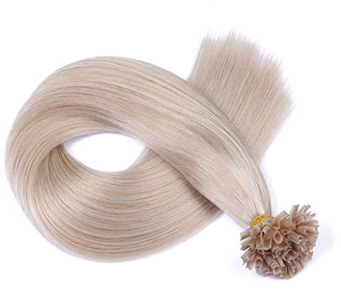 Keratin Bonding - # GRAU - 40cm - 25 Strähnen - 1g - 100% Remy Echthaar Haarverlängerung U-Tip Extensions sehr hohe Qualität by NOVON Hair Extention