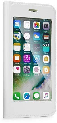 cofi1453 Full View Buchtasche Handyschale Zubehör 360 Grad Tasche mit Display Hülle Schale Schutz kompatibel mit iPhone 8 in Weiß