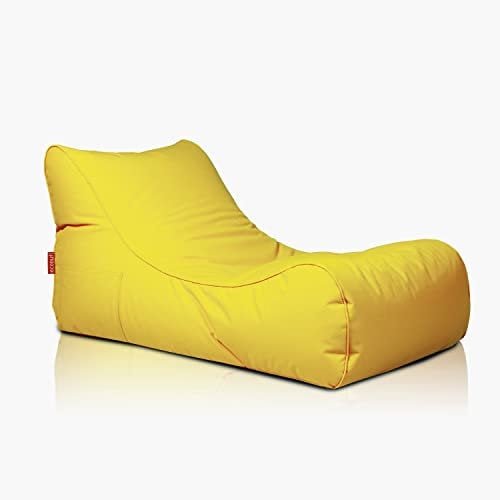 Ecopuf Wetterfester Outdoor Sitzsack Master Chaise Longue - Sitzsack mit Staufach und Griff - Wasserfester Stoffsack - Entspannungssessel - Wohnungseinrichtung - 115x65x60cm, Gelb M1