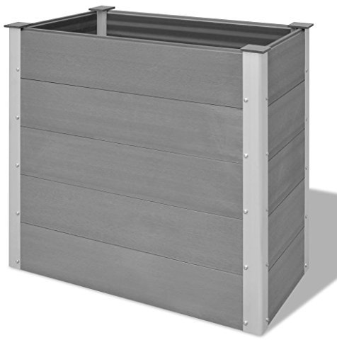 Tidyard Blumenkasten WPC Pflanzkübel Pflanzkasten Blumenkübel Garten Pflanzen Blumentopf Hochbeet 100 x 50 x 91 cm Unterseite Offen Grau