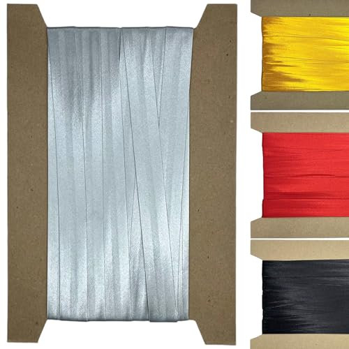 Roban Fashion 10m Satin Schrägband zum Nähen gefalzt 20mm breit Silber
