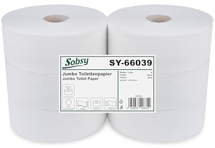 Jumbo - Papel higiénico (2 libras) Natural, núcleo de 6 cm, 25 cm.