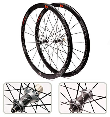 MZPWJD Rennrad Laufradsatz 700c Rennrad Alu-Doppelwandfelge 40mm 8-11spd 6 Gleitlager Kohlefaser Hub Schnelle Veröffentlichung V-Brake 1900g (Color : Silver Wheel Set)