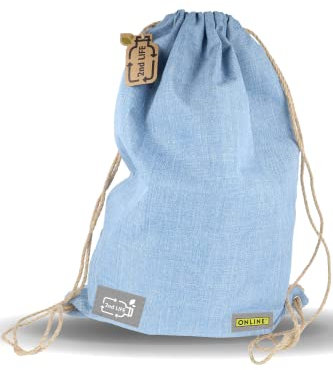 2nd LIFE Unisex ONLINE 04074/6 Sportbeutel/Gym Bag, Material aus recyceltem PET für eine saubere Umwelt, Abmessung 35 x 50 cm, Blau