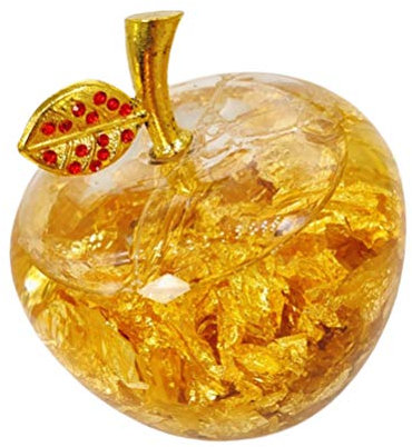 1 Pc Ornamento Di Cristallo in Lamina D'oro Ornamento Di Mele Sfaccettate in Cristallo Decorazioni Cinesi Di Buona Fortuna Mele D'oro Finestra Bianco Mela Finta 24k