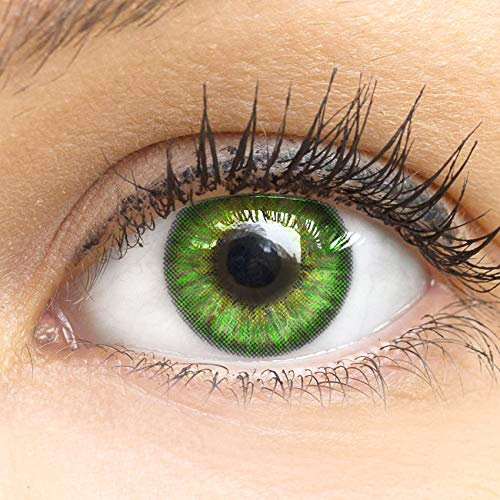 Grüne Farbige Kontaktlinsen Fresh Mint Grün Sehr Stark Deckende SILIKON COMFORT NEUHEIT von GLAMLENS + Behälter - 1 Paar (2 Stück) - DIA 14.50 - Mit Stärke -1.00 Dioptrien