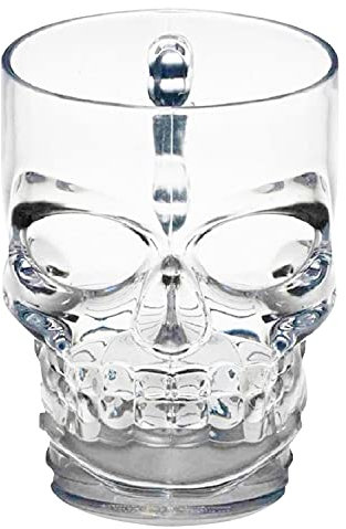 Runstarshow Bouteille de Vin Crâne Carafe Tête de Mort pour Liqueur avec Bouchon Capacité 125ml/350ml/500ml/1000ml pour Maison Bar Party Halloween,Noël, Mascarade (Verre C (500 ML))