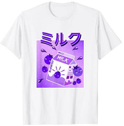 Cool Retro 90s Japanese Kawaii Blueberry Milk Shake T-shirt T-Shirt