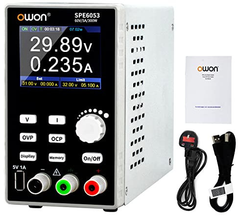 Fuente de alimentación de CC, 300W, 60V/5A, alta resolución a 10mV/1mA, fuente de alimentación de conmutación de canal único para pruebas de electrónica de bricolaje, reparación e investigación