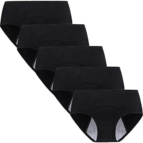 Yintry Teen Mädchen Menstruationshöschen Atmungsaktive Baumwollunterwäsche Auslaufsichere Schutzslips 5er Pack
