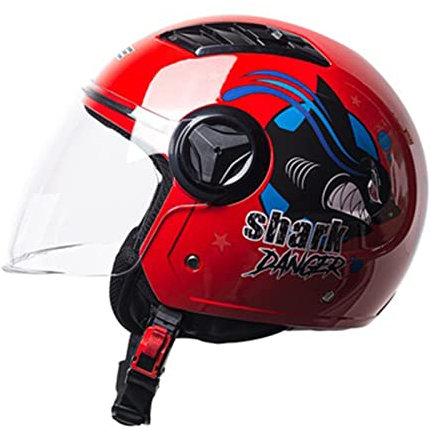 RYDZCLH Motorrad Roller Offenes Jet Helm Damen Open Face Helmet Scooter Moped Mofa-Helm Herren Retro Vintage Pilot Biker Helmet Erwachsener Sturzhelm DOT/ECE-Zertifizierung Mopedhelm,Rot,M
