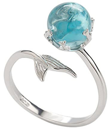 925 Sterling Silber Meerjungfrau Ring, Einstellbarer Offener Ring Fingerring Fingergelenk Daumenring Wickel Umgedrehtes Seilbandringe