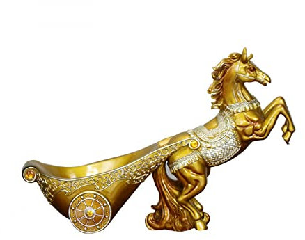 Kreative Pferdekutsche Weinregal Dekoration Wohnzimmer TV Schrank Weinschrank Harz Geschenke, Weinregal Dekoration Haus Weinregal (blau oder Gold)-Gold