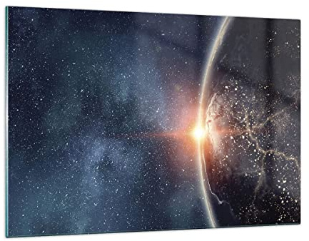 ARTTOR Bilder auf Glas 120x80cm Wandbild Glasdruck Weltraum Natur - 4343 | Kosmos Erde Sonne Groß XXL Modern Dekoration Wohnzimmer Schlafzimmer Küche Wanddeko Kunstdruck Art Wall Decor ARTTOR