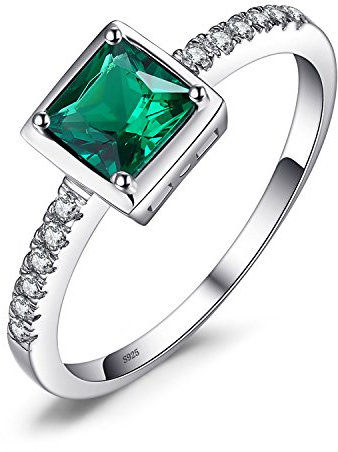 JewelryPalace Quadrat Simulierter Grün Smaragd Ring Verlobungsring Damen, Grün Schmuck Set, Ring Silber 925 Damen Ring Mit Stein, Damenring Solitär Silberringe Damen 925 Ringe Frauen Zirkonia 57