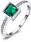 JewelryPalace Quadrat Simulierter Grün Smaragd Ring Verlobungsring Damen, Grün Schmuck Set, Ring Silber 925 Damen Ring Mit Stein, Damenring Solitär Silberringe Damen 925 Ringe Frauen Zirkonia 57