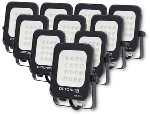 Projecteur LED Extérieur SMD 10W IP65 Noir (Pack de 10) - Blanc Froid 6000K - 8000K - SILAMP