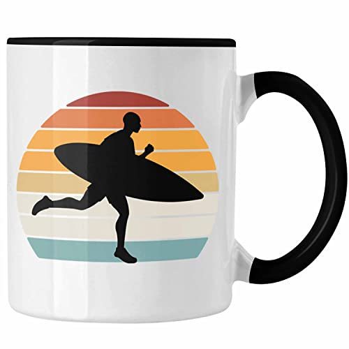 Trendation - Surfer Tasse Geschenk Wellenreiter Surf-Lehrer Geschenkidee (Schwarz)