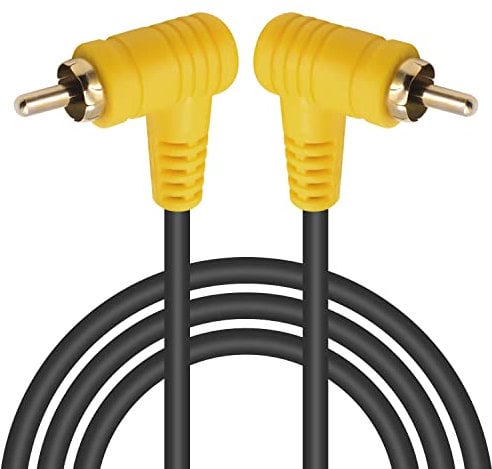 Duttek Cavo RCA da 90 gradi 1,5m, Cavi RCA Audio alta qualità in oro per home theater e DVD o altro con apparecchiature di connessione audio