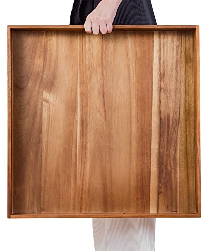 Bandeja cuadrada de madera de acacia (22 pulgadas)