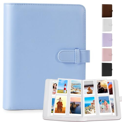 DUNSOO Fotoalbum, 256 Pockets für Instax Mini Fotoalbum, Polaroid Fotoalbum Mit Fujifilm Instax Mini Film/Polaroid Zink Fotopapier/Kodak Zink Fotopapier, Max Passt Fujifilm 95x63mm (Blau)