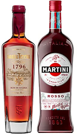 Santa Teresa Ron Oscuro Premium 1796 Añejado con El Método de Solera, 700ml + Martini Rosso Vermouth (Santa Teresa 1796 Aves de Aragua)