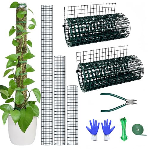 Kit fai da te per muschio, palo per muschio in metallo per piante Monstera, 2 pezzi, rete in acciaio con pinza, fascette per cavi, palo per muschio di sfagno (rete metallica da 2 m con pinza)