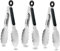 Anaeat 3 Pack 7 Mini Stainless Steel Cooking Tongs - Sturdy Coiled Spring Locking Kitchen Food Tong with Non-Slip Silicone Grip for Serving, Cooking, Baking - Heat Resistant up to 480°F (Black)
