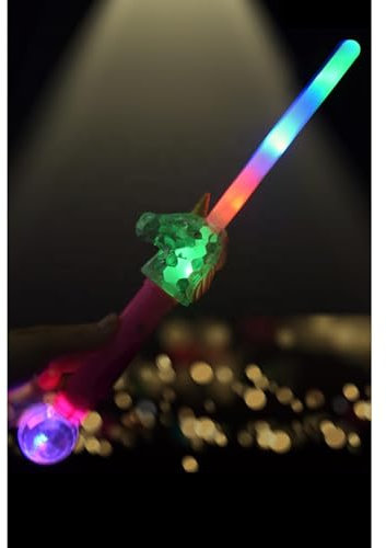 Smiffys LED leuchtender Einhorn Zauberstab, Batterien enthalten, 38cm Halloween