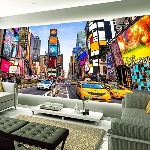 Custom Size Wall Murals，Modern City New York Street View，Removable Peel and Stick Self-Adhesive Wall Murals Large Photo Wallpaper