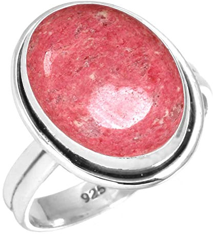 Jeweloporium Rosa Real Thulith 925 Sterling Silber Ringe für Damen mit Stein viktorianisch Silber Ringe Größe 55(17.5) das Erntedankfest Geschenk Handgefertigt Schmuck