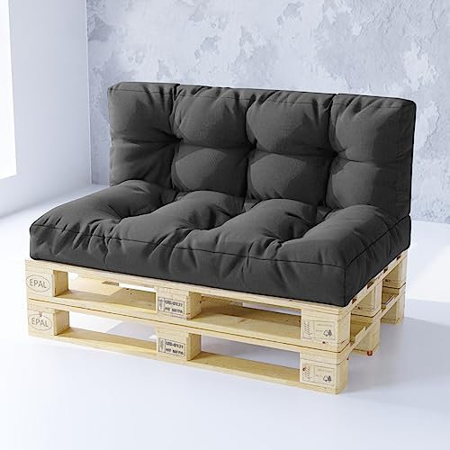 King Matratzen Palettenkissen Set für Europaletten - Premium Wasserdicht sitzkissen rückenkissen Indoor und Outdor 120x80 120x40 60x40 2 Farben (2er Set GRAU (13))