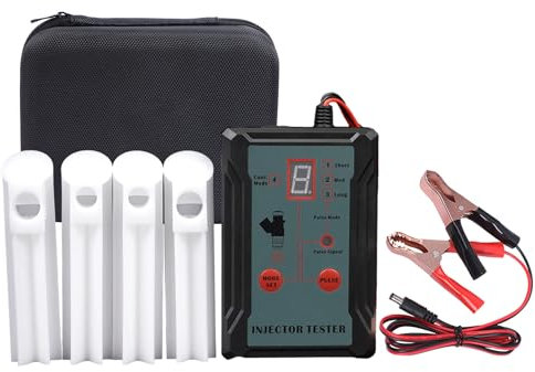 MOTOCOCHE Tester per Iniettori Veicolo avec 4 Adattatore Tester Pressione Dell'iniettore del Carburante 8 modalità di Impulso Tester per Iniettori di Carburante per Autoveicoli