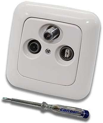 Busch Jäger SET: Unterputz 3-Loch Dose 47-2150 MHz, Enddose - Stichdose, Radio/TV/SAT-Kompatibilität. Inkl. ReflexSi alpinweiß 1fach Rahmen + Abdeckung + EBROM Phasenprüfer zur Montage des Geräts