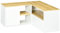 HOMCOM Meuble TV d'angle Banc télévision jusqu'à 40 Pouces avec rangements Aspect Bois Clair et Blanc