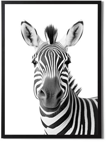 State Media Vision Framed Zebra Print In Black and White A3 Size, Modern Simplistic Bathroom/Bedroom Home Decor (Zebra, A3 Black Framed)